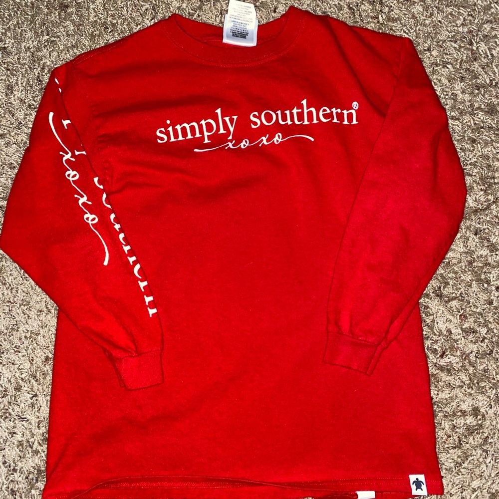 Simply Southern Youth Medium Pig red long sleeve Love Valentine